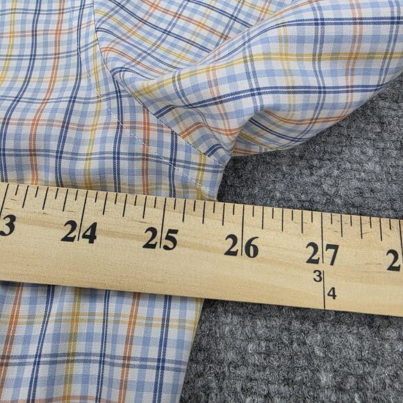 Brooks Brothers Shirt Mens Large Blue Plaid Short Sleeve Button Down Non Iron - Picture 6 of 16
